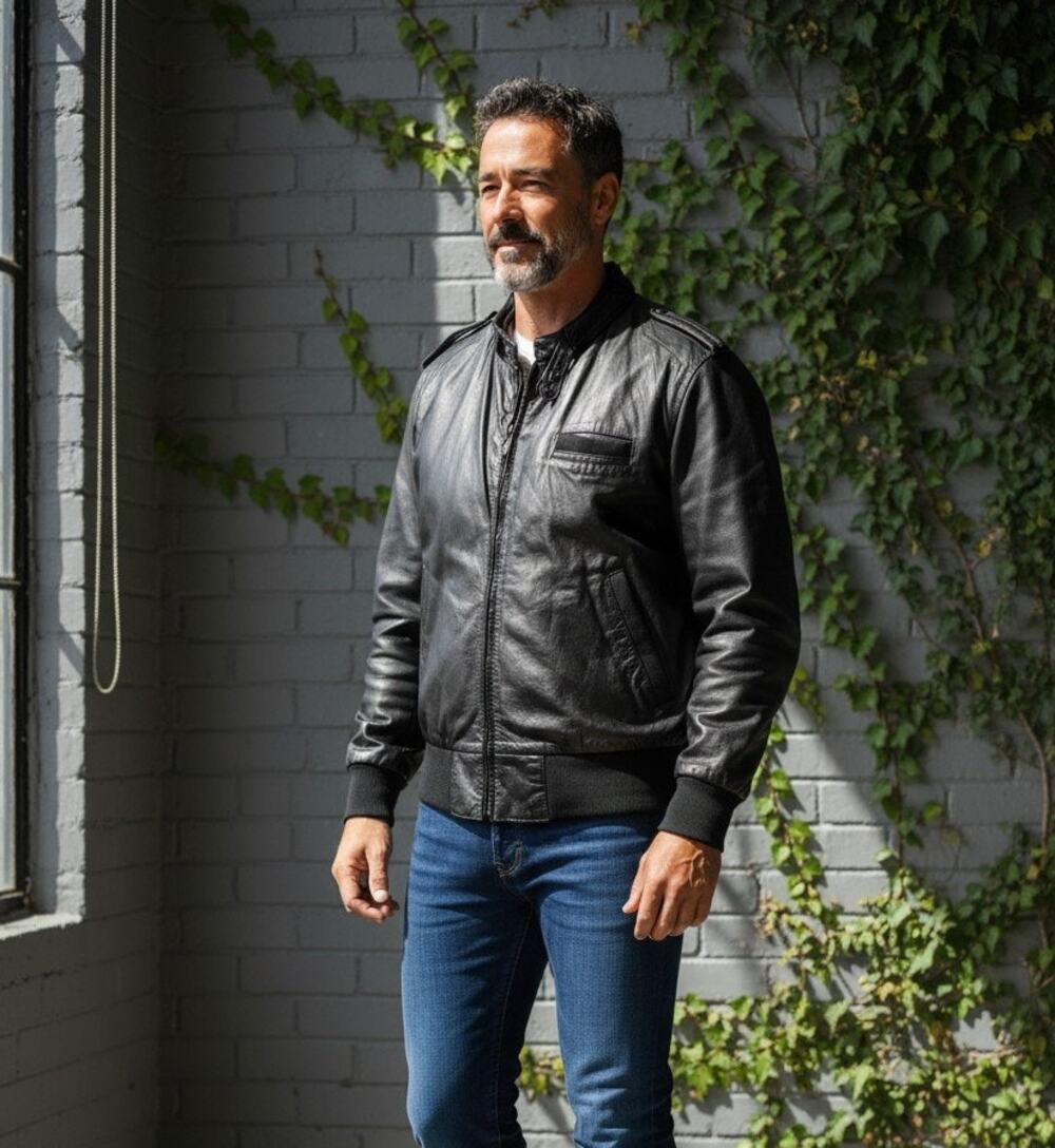Vintage Members Only Bomber jacket Men's 3X Black Genuine Leather Full Zip 80s